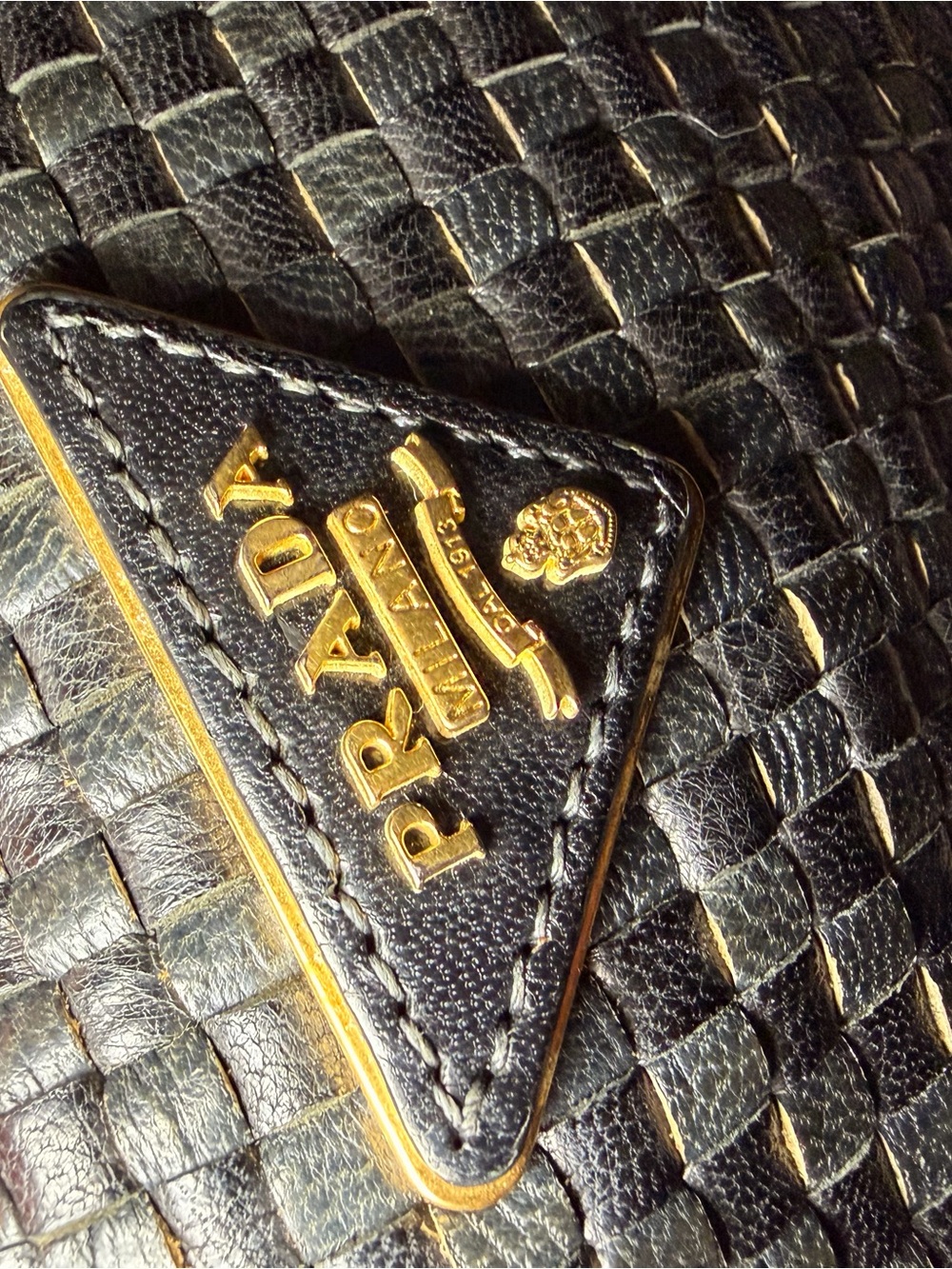 Prada Black Woven Madras Woven Clutch - Picture 12 of 12